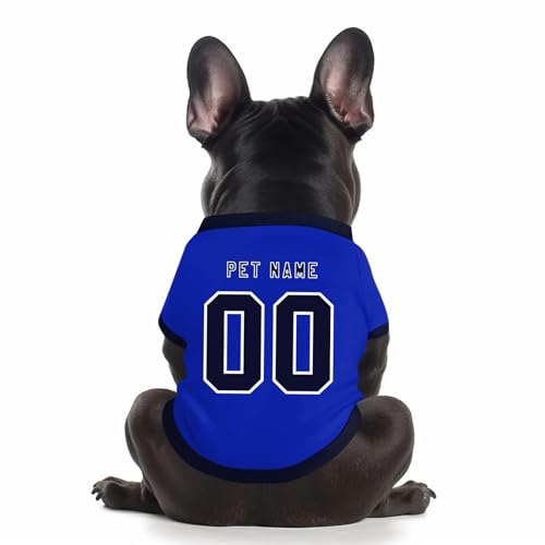 Benutzerdefinierte Hund Soccer Shirt Personalisierte Druck Name Nummer Logo T-Shirts Atmungsaktiv Haustier Weste Kleidung Security Schweißhemd Shirts für Haustiere Hunde Katzen,Blue von Topassion