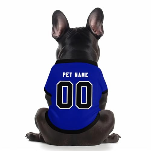 Benutzerdefinierte Hund Soccer Shirt Personalisierte Druck Name Nummer Logo T-Shirts Atmungsaktiv Haustier Weste Kleidung Security Schweißhemd Shirts für Haustiere Hunde Katzen,Blue von Topassion