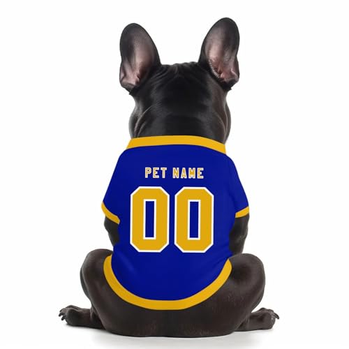 Benutzerdefinierte Hund Soccer Shirt Personalisierte Druck Name Nummer Logo T-Shirts Atmungsaktiv Haustier Weste Kleidung Security Schweißhemd Shirts für Haustiere Hunde Katzen,Blue von Topassion