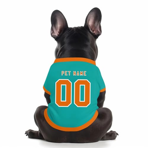 Benutzerdefinierte Hund Soccer Shirt Personalisierte Druck Name Nummer Logo T-Shirts Atmungsaktiv Haustier Weste Kleidung Security Schweißhemd Shirts für Haustiere Hunde Katzen,Cyan von Topassion