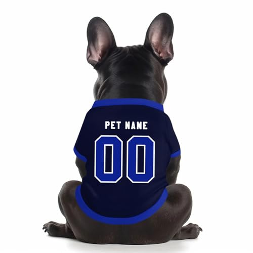 Benutzerdefinierte Hund Soccer Shirt Personalisierte Druck Name Nummer Logo T-Shirts Atmungsaktiv Haustier Weste Kleidung Security Schweißhemd Shirts für Haustiere Hunde Katzen,Dark Blue von Topassion