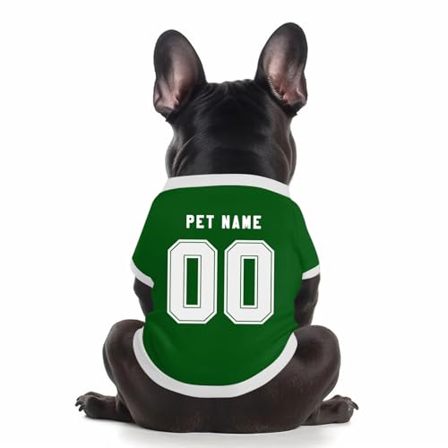 Benutzerdefinierte Hund Soccer Shirt Personalisierte Druck Name Nummer Logo T-Shirts Atmungsaktiv Haustier Weste Kleidung Security Schweißhemd Shirts für Haustiere Hunde Katzen,Dark Green von Topassion