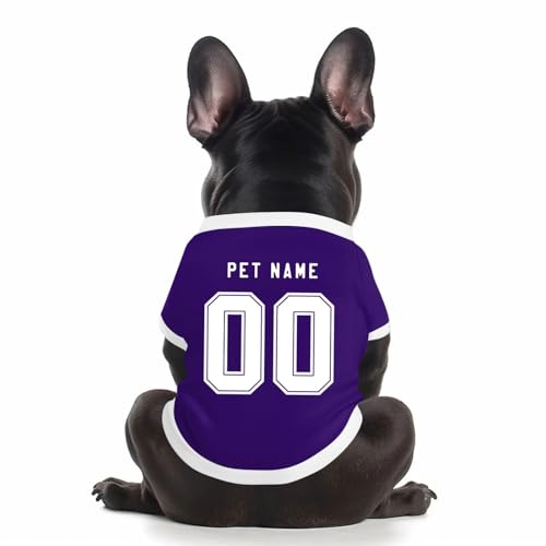 Benutzerdefinierte Hund Soccer Shirt Personalisierte Druck Name Nummer Logo T-Shirts Atmungsaktiv Haustier Weste Kleidung Security Schweißhemd Shirts für Haustiere Hunde Katzen,Dark Purple von Topassion