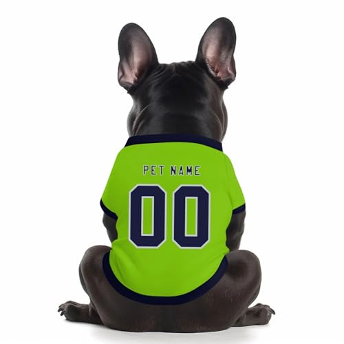 Benutzerdefinierte Hund Soccer Shirt Personalisierte Druck Name Nummer Logo T-Shirts Atmungsaktiv Haustier Weste Kleidung Security Schweißhemd Shirts für Haustiere Hunde Katzen,Green von Topassion