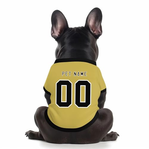 Benutzerdefinierte Hund Soccer Shirt Personalisierte Druck Name Nummer Logo T-Shirts Atmungsaktiv Haustier Weste Kleidung Security Schweißhemd Shirts für Haustiere Hunde Katzen,Khaki von Topassion