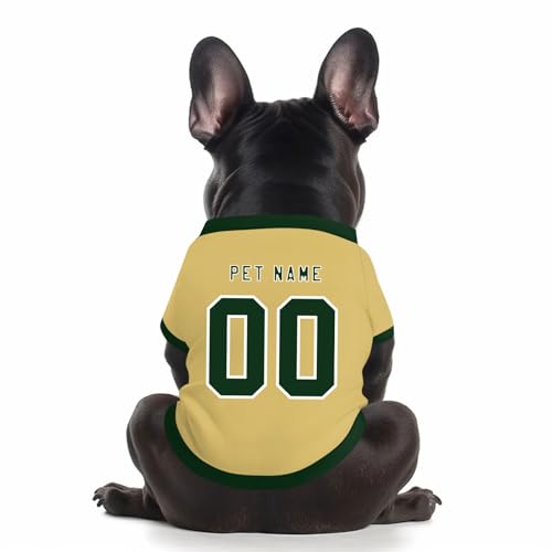 Benutzerdefinierte Hund Soccer Shirt Personalisierte Druck Name Nummer Logo T-Shirts Atmungsaktiv Haustier Weste Kleidung Security Schweißhemd Shirts für Haustiere Hunde Katzen,Khaki von Topassion