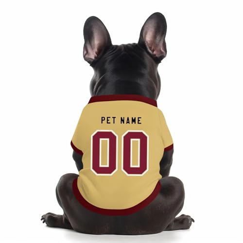 Benutzerdefinierte Hund Soccer Shirt Personalisierte Druck Name Nummer Logo T-Shirts Atmungsaktiv Haustier Weste Kleidung Security Schweißhemd Shirts für Haustiere Hunde Katzen,Khaki von Topassion