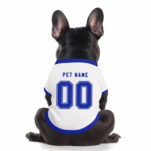 Benutzerdefinierte Hund Soccer Shirt Personalisierte Druck Name Nummer Logo T-Shirts Atmungsaktiv Haustier Weste Kleidung Security Schweißhemd Shirts für Haustiere Hunde Katzen,Light Blue von Topassion