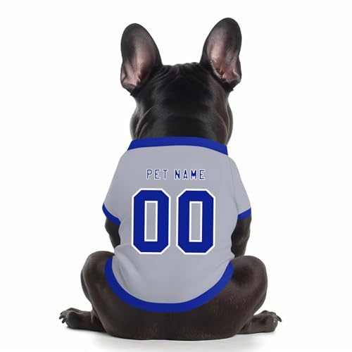 Benutzerdefinierte Hund Soccer Shirt Personalisierte Druck Name Nummer Logo T-Shirts Atmungsaktiv Haustier Weste Kleidung Security Schweißhemd Shirts für Haustiere Hunde Katzen,Light Gray von Topassion