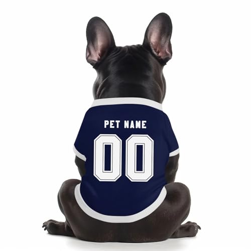 Benutzerdefinierte Hund Soccer Shirt Personalisierte Druck Name Nummer Logo T-Shirts Atmungsaktiv Haustier Weste Kleidung Security Schweißhemd Shirts für Haustiere Hunde Katzen,Navy von Topassion