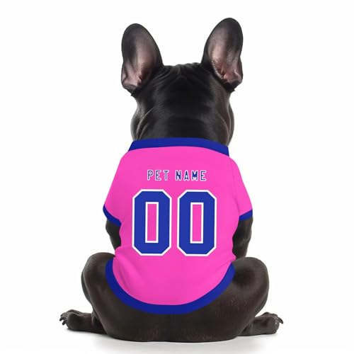 Benutzerdefinierte Hund Soccer Shirt Personalisierte Druck Name Nummer Logo T-Shirts Atmungsaktiv Haustier Weste Kleidung Security Schweißhemd Shirts für Haustiere Hunde Katzen,Pink von Topassion