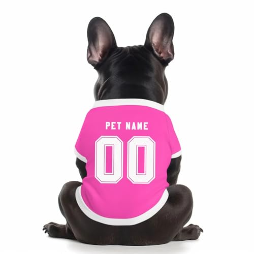 Benutzerdefinierte Hund Soccer Shirt Personalisierte Druck Name Nummer Logo T-Shirts Atmungsaktiv Haustier Weste Kleidung Security Schweißhemd Shirts für Haustiere Hunde Katzen,Pink von Topassion