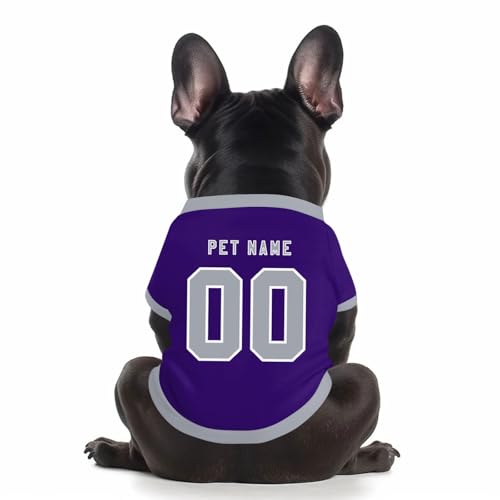 Benutzerdefinierte Hund Soccer Shirt Personalisierte Druck Name Nummer Logo T-Shirts Atmungsaktiv Haustier Weste Kleidung Security Schweißhemd Shirts für Haustiere Hunde Katzen,Purple von Topassion