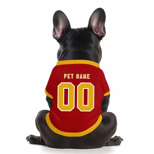 Benutzerdefinierte Hund Soccer Shirt Personalisierte Druck Name Nummer Logo T-Shirts Atmungsaktiv Haustier Weste Kleidung Security Schweißhemd Shirts für Haustiere Hunde Katzen,Red von Topassion