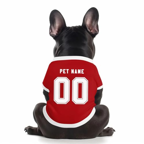 Benutzerdefinierte Hund Soccer Shirt Personalisierte Druck Name Nummer Logo T-Shirts Atmungsaktiv Haustier Weste Kleidung Security Schweißhemd Shirts für Haustiere Hunde Katzen,Red von Topassion