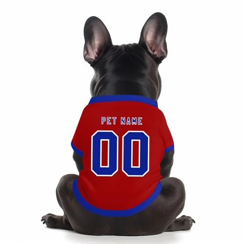 Benutzerdefinierte Hund Soccer Shirt Personalisierte Druck Name Nummer Logo T-Shirts Atmungsaktiv Haustier Weste Kleidung Security Schweißhemd Shirts für Haustiere Hunde Katzen,Red von Topassion