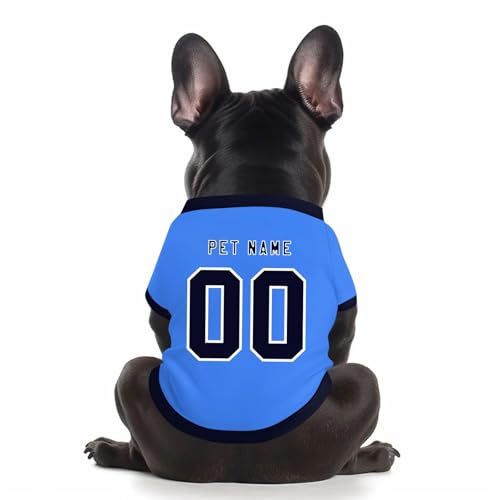 Benutzerdefinierte Hund Soccer Shirt Personalisierte Druck Name Nummer Logo T-Shirts Atmungsaktiv Haustier Weste Kleidung Security Schweißhemd Shirts für Haustiere Hunde Katzen,Royal Blue von Topassion