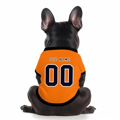 Benutzerdefinierte Hund Soccer Shirt Personalisierte Druck Name Nummer Logo T-Shirts Atmungsaktiv Haustier Weste Kleidung Security Schweißhemd Shirts für Haustiere Hunde Katzen,Saffron von Topassion