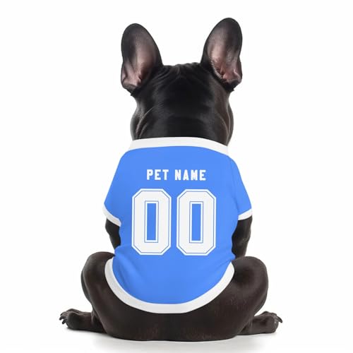 Benutzerdefinierte Hund Soccer Shirt Personalisierte Druck Name Nummer Logo T-Shirts Atmungsaktiv Haustier Weste Kleidung Security Schweißhemd Shirts für Haustiere Hunde Katzen,Sky Blue von Topassion