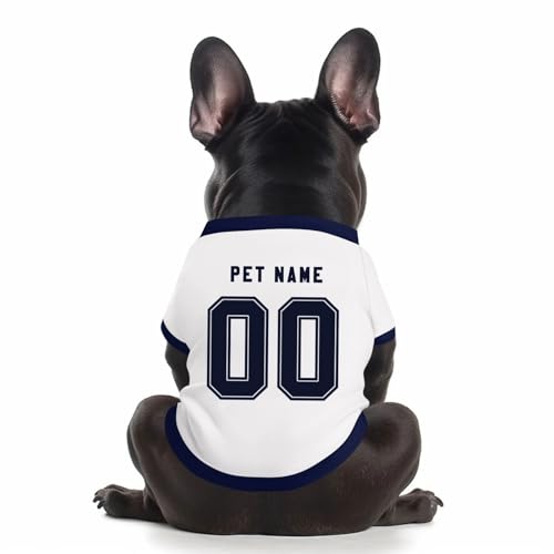 Benutzerdefinierte Hund Soccer Shirt Personalisierte Druck Name Nummer Logo T-Shirts Atmungsaktiv Haustier Weste Kleidung Security Schweißhemd Shirts für Haustiere Hunde Katzen,White von Topassion