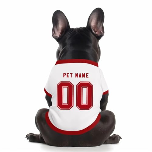 Benutzerdefinierte Hund Soccer Shirt Personalisierte Druck Name Nummer Logo T-Shirts Atmungsaktiv Haustier Weste Kleidung Security Schweißhemd Shirts für Haustiere Hunde Katzen,White von Topassion