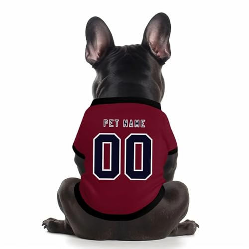 Benutzerdefinierte Hund Soccer Shirt Personalisierte Druck Name Nummer Logo T-Shirts Atmungsaktiv Haustier Weste Kleidung Security Schweißhemd Shirts für Haustiere Hunde Katzen,Wine von Topassion