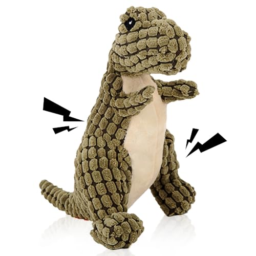 Topbashgo Bissfester Robuster Dino, Hundespielzeug Unzerstörbar, quietschendes Hundespielzeug, Kauspielzeug für mittlere und große Hunde zum Spielen (grün, 20cm) von Topbashgo