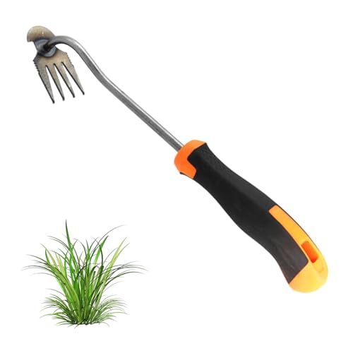 Topbashgo Gartenarbeit Hand Unkrautstecher, Unkraut Entferner Gerät, Garten-Handjätgerät mit Griff, Multifunktionales Unkrautjätgerät (Gummigriff 4 Zähne) von Topbashgo