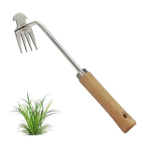 Topbashgo Gartenarbeit Hand Unkrautstecher, Unkraut Entferner Gerät, Garten-Handjätgerät mit Griff, Multifunktionales Unkrautjätgerät (Modell aus Buchenholz) von Topbashgo