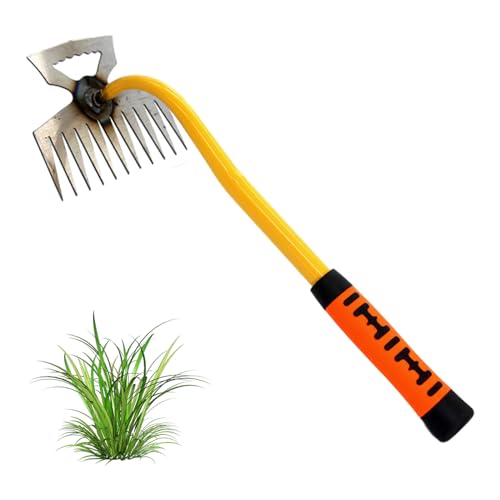 Topbashgo Gartenarbeit Hand Unkrautstecher, Unkraut Entferner Gerät, Garten-Handjätgerät mit Griff, Multifunktionales Unkrautjätgerät (Tigergriff 11 Zähne) von Topbashgo