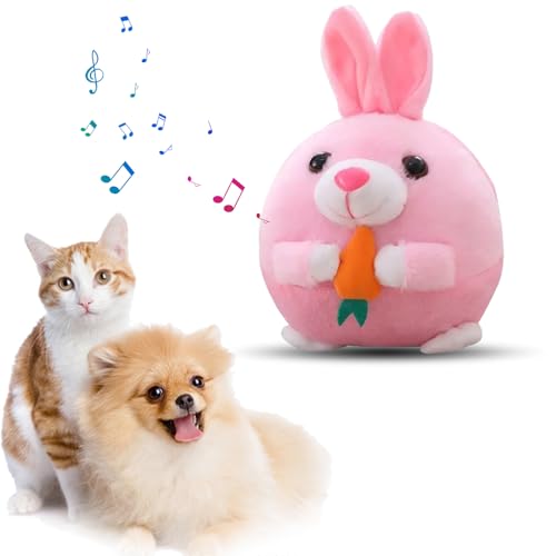 Topbashgo Hundespielzeug Ball, Active Moving Pet Plush Toy, Interaktives Hundespielzeug, Active Ball Hund, Spielzeug Plüsch Balle Für Katze& Hunde (rosa Kaninchen) von Topbashgo