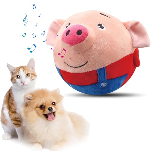 Topbashgo Hundespielzeug Ball, Active Moving Pet Plush Toy, Interaktives Hundespielzeug, Active Ball Hund, Spielzeug Plüsch Balle Für Katze& Hunde (rotes Schwein) von Topbashgo