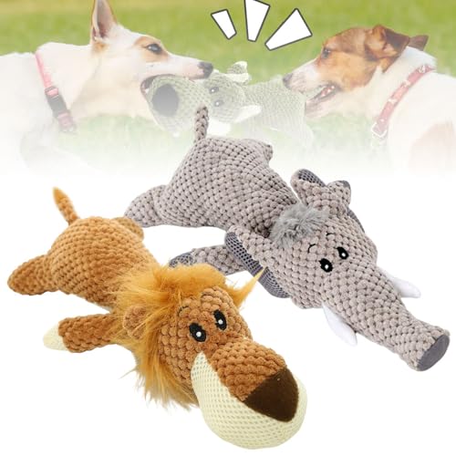 Topbashgo Hundespielzeug Unzerstörbar, Kauspielzeug Hund Unzerstörbar, Kauspielzeug Hund, Hundespielzeug, Dog Toys for Aggressive Chewers (Löwe+Elefant) von Topbashgo