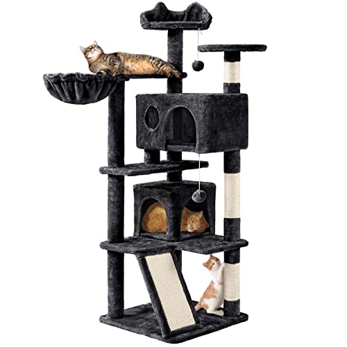 Topeakmart Mehrstufiger Katzenbaum für Indoor Katzen Katzenbaum Turm für Große Katzen mit Sisalüberzogenen Kratzbäumen, Condo, Stabiler Katzenturm, Katzenmöbel Spielcenter für Indoor Katzen Aktivität von Topeakmart