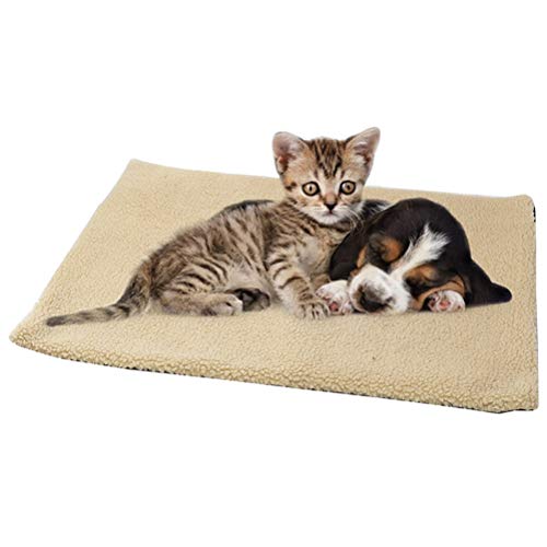 Topiky Selbstheizende Haustierdecke, Warme, Gemütliche Bettmatte für Katzen und Hunde mit Reflektierender Wärmeschicht, Maschinenwaschbar (Hellgelb) von Topiky
