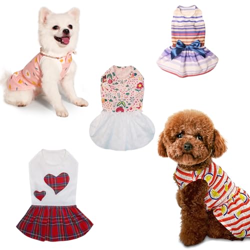 TOPKINS 5-teiliges Hundekleider, schöne Hundekleidung, Tutu-Hundekleid mit Fliege, Katzenkleid, Hunde-Outfit, Haustier-Prinzessinnenkleid, Größe XL, Rot + Blau + Rosa von Topkins