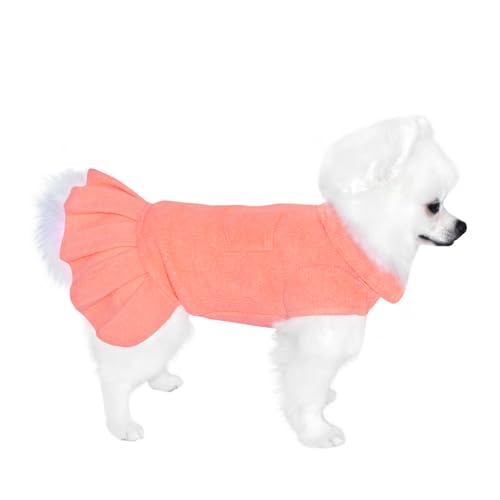 Topkins Hunde-Pulloverkleid, stilvolles Haustierkleid für Hunde und Mädchen, warmer Hundepullover für kleine und mittelgroße Hunde, XS ~ XL, Hundesport-Strickkleid für Herbst, Winter (Orange, XL) von Topkins