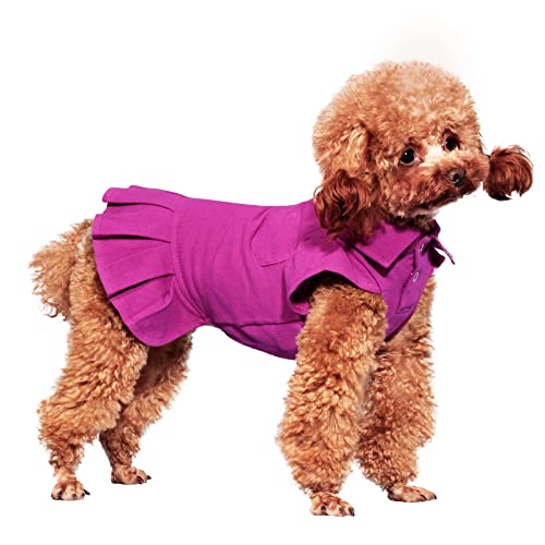 Topkins Hundekleid, Niedliches Welpenkleid für kleine mittelgroße Hunde Mädchen, Hunde-Polo-Shirts Kleid mit plissiertem Saum, Herbst (Lila, S) von Topkins