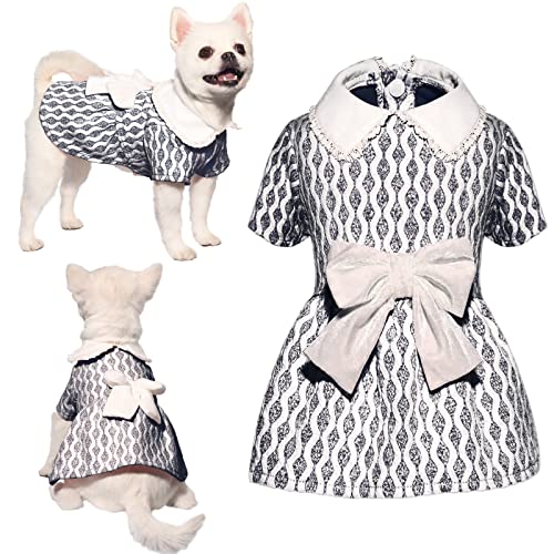 Topkins Hundekleid, warmes Haustier-Outfit, Hundekostüm für Hunde und Mädchen, Halloween-Tag, Hundekleid mit Schleife, Mädchen-Welpen-Outfit für kleine, mittelgroße Hunde, Mädchen (Schwarz, S) von Topkins