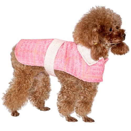 Topkins Weicher Hundemantel, winddichte Haustierweste mit stabilem Klettverschluss, Hunde-Polojacke für kleine und mittelgroße Hunde, rosa Hundeweste, Umhang, Größe M von Topkins