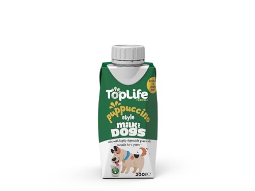 200 ml Toplife Puppuccino-Milch für Hunde (ab 12 Monaten) – aufschäumen oder einfach Ziegenmilch einschenken von Toplife