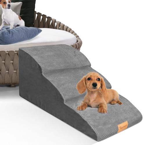 Topmart Hundetreppe aus hochdichtem Schaumstoff, 3 Ebenen, 39,9 cm hoch, rutschfeste Hundetreppe, weicher Schaumstoff, ideal für Hunde, ältere Katzen, Haustiere mit Gelenkschmerzen, Farbe: Grau von Topmart