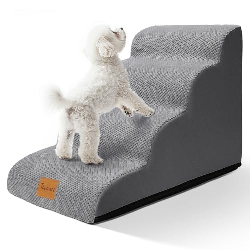 Topmart Hundetreppe für kleine Hunde, 4-stufig, 50 cm hoch, Hundetreppe für hohe Betten, Sofas mit rundum wasserdichter Abdeckung, rutschfeste, stabile Hunderampe für alte Katzen, verletztes Haustier von Topmart