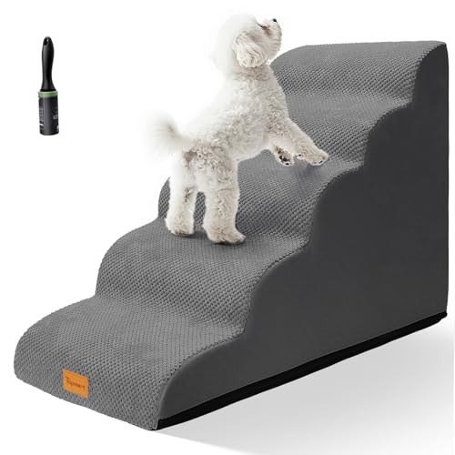 Topmart Hundetreppe für kleine Hunde, 5-stufig, 57,1 cm hoch, Hundetreppe für hohe Betten, Sofas mit rundum wasserdichter Abdeckung, rutschfeste, stabile Hunderampe für alte Katzen, verletzte von Topmart