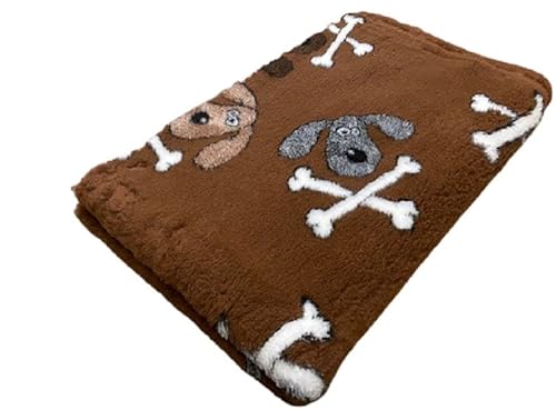 Veterinary Bed - Crossbones Brown - 150 x 100 cm Hundedecke Tierteppich Welpenzucht UK Made waschbar von Topmast