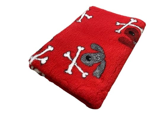 Veterinary Bed - Crossbones Red - 150 x 100 cm Hundedecke Tierteppich Welpenzucht UK Made waschbar von Topmast