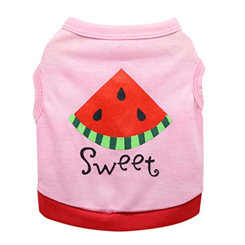 Kleidung Sommer Baumwolle Westen Muster Freizeit Hoodies Bedruckte Kostüme Runde elastische Jacke Schönheit für Hunde Chihuahua, Pink Rot, L von Topsevie