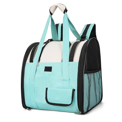 Topyond Atmungsaktiver Haustier-Rucksack mit großer Kapazität, tragbare Katzentrage-Handtasche, für tägliche Outdoor-Reisen mit kleinen Tieren, Himmelblau (Light Green) von Topyond