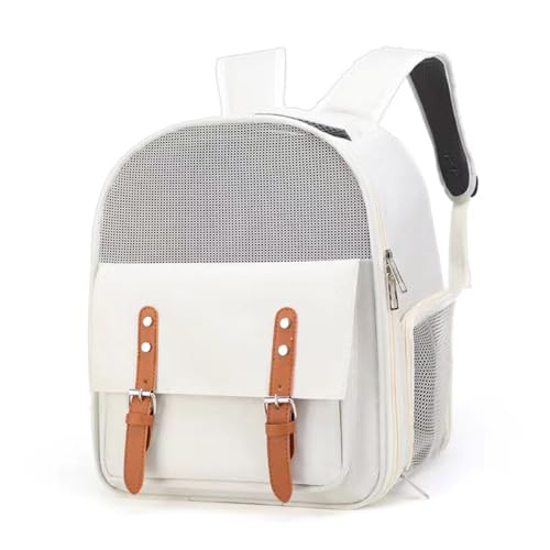 Topyond Katzenrucksack mit großem Fassungsvermögen, atmungsaktiv, tragbar, doppelte Umhängetasche für einfaches Reisen mit Haustieren, Wandern, sichere Nylon-Tragetasche für (Beige) von Topyond