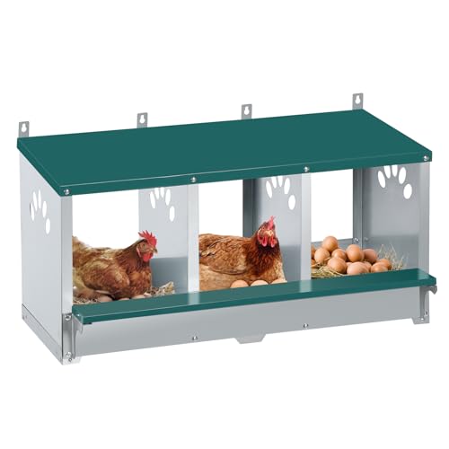 Toriexon Hühner-Nistkasten, 3 Fächer, Roll-away Nistkasten, 3 Zimmer Metall Nistkästen für Huhn von Toriexon